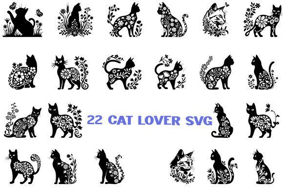 Cat Lover Svg BundleFloral Cat SVG Bund