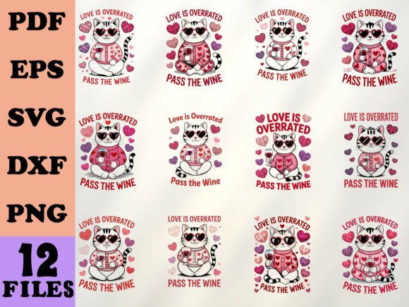 Crochet Wine Lover Valentine Cat SVG