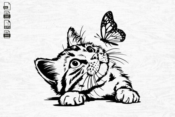 Cute Cat SVG: Cat with Butterfly SVG