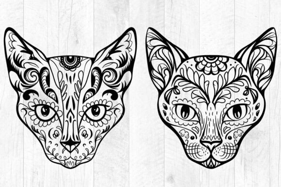 Day of the Dead Cat SVG, Sugar Skull SVG