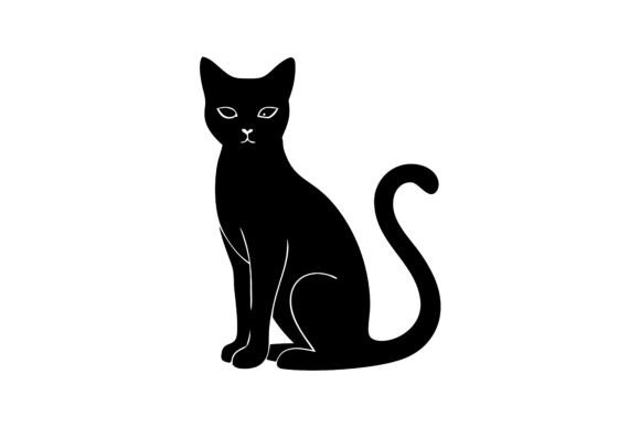 Elegant Silhouette of a Black Cat SVG