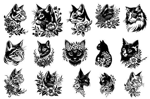 Floral Cat SVG: Cute & Craft-Ready Bundle