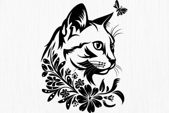 Floral Kitten Svg, Cat Mama Svg, Cat Svg