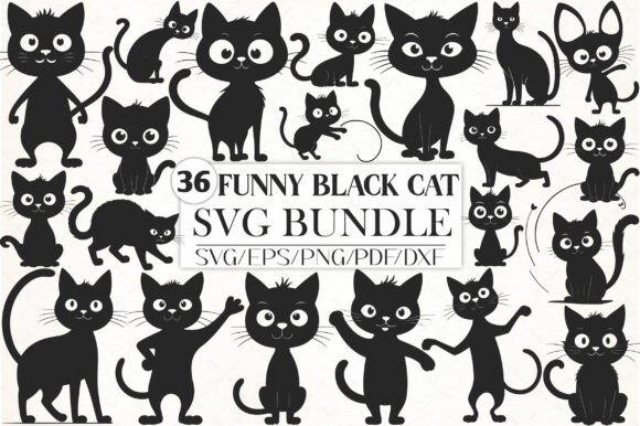 Funny Black Cat SVG Bundle