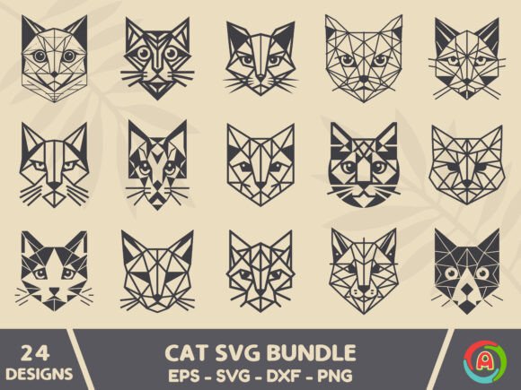 Geometric Cat Svg Bundle