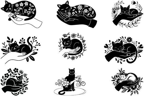 Hand Holding Cat Svg,Cat Bundle