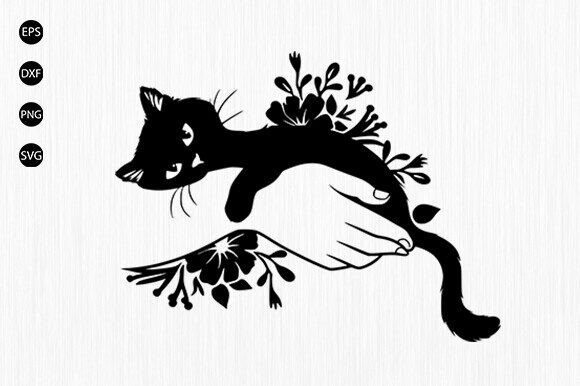 Hand Holding Cat Svg, Flower Cat Svg