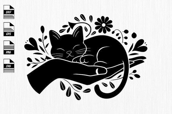 Hand Holding Cat Svg, Silhouette Cat