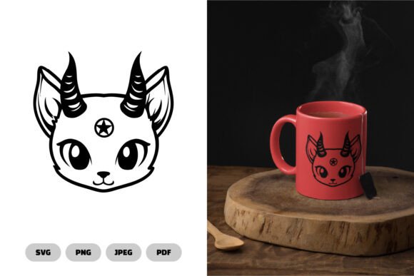 Kawaii Demon Cat SVG Clipart