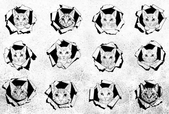 Kitty on the Wall SVG Bundle Cat SVG