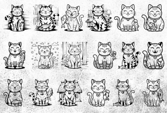 Maneki Neco Lucky Fortune Cat SVG Bundle