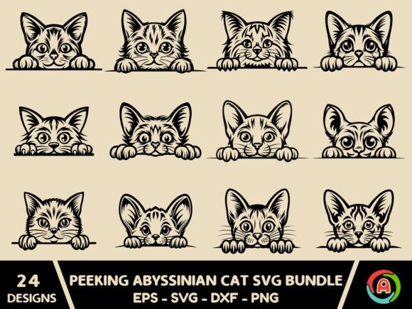 Peeking Abyssinian Cat SVG Bundle