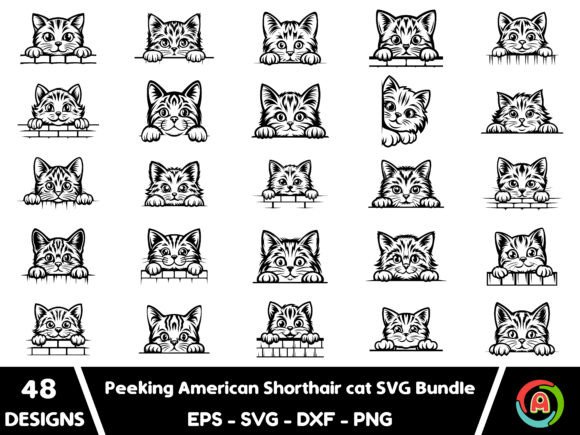 Peeking American Shorthair Cat SVG