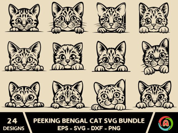 Peeking Bengal Cat SVG Bundle