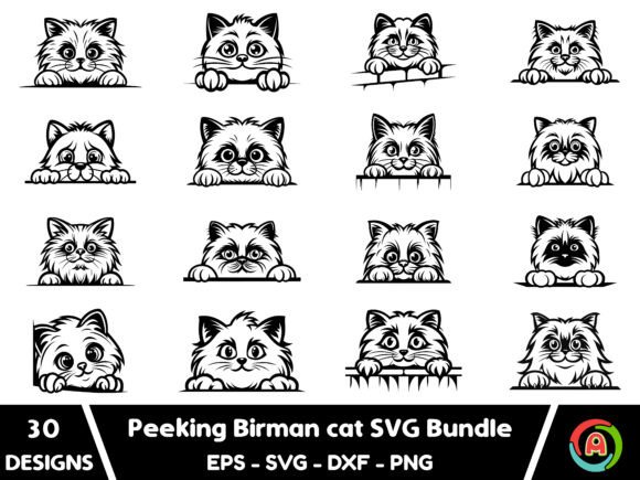 Peeking Birman Cat SVG Bundle