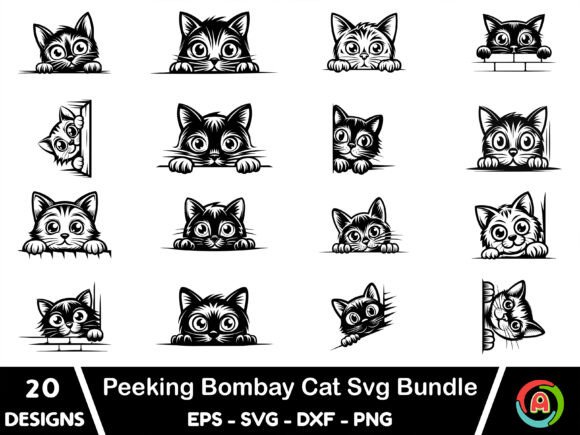 Peeking Bombay Cat SVG Bundle