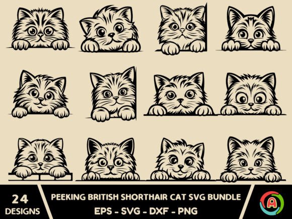 Peeking British Shorthair Cat SVG Bundle