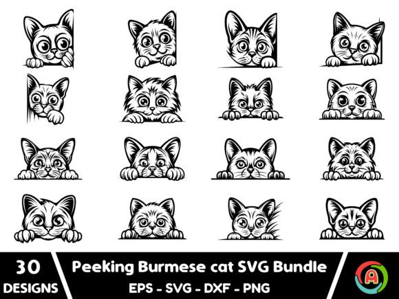 Peeking Burmese Cat SVG Bundle