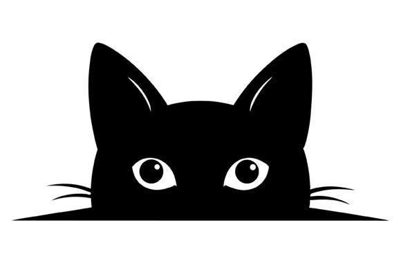 Peeking Cat Silhouette, Peeking Cat SVG