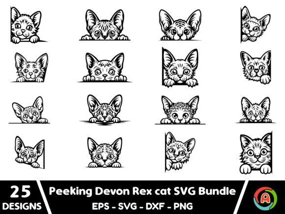 Peeking Devon Rex Cat SVG Bundle