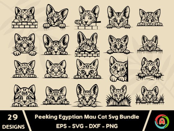 Peeking Egyptian Mau Cat SVG Bundle
