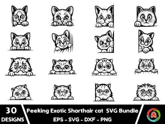 Peeking Exotic Shorthair Cat SVG Bundle