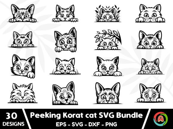 Peeking Korat Cat SVG Bundle