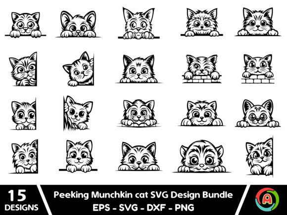 Peeking Munchkin Cat SVG Bundle