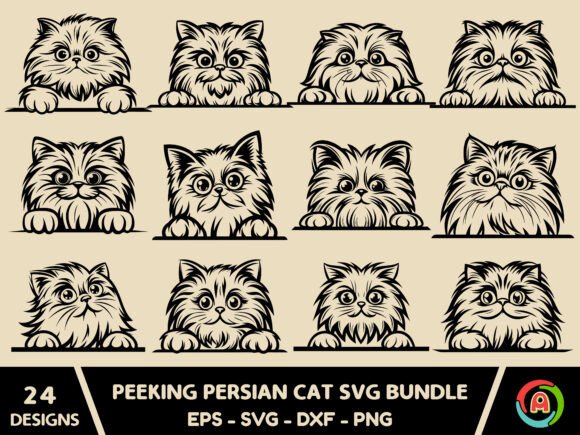 Peeking Persian Cat SVG Bundle