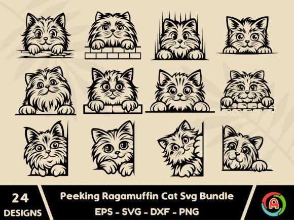 Peeking Ragamuffin Cat SVG Bundle