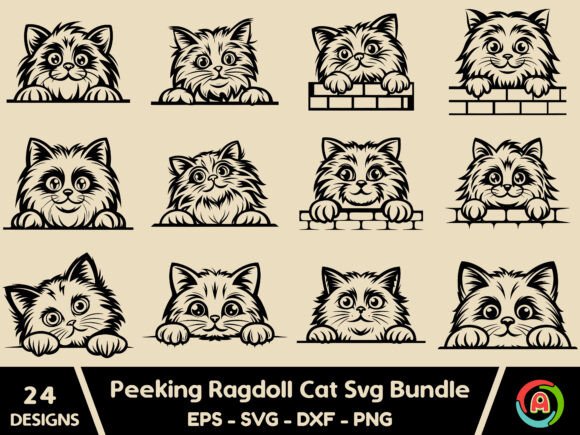 Peeking Ragdoll Cat SVG Bundle