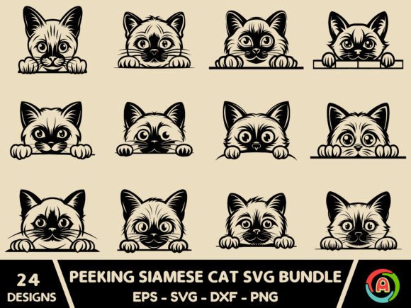 Peeking Siamese Cat SVG Bundle