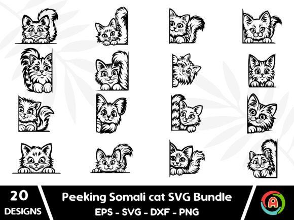 Peeking Somali Cat SVG Bundle