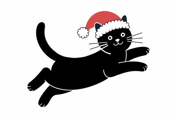 Running Christmas Cat SVG