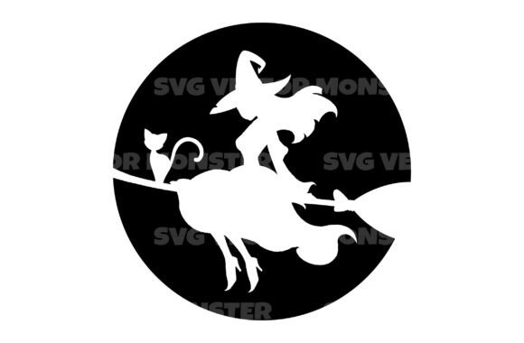 Witch on Groom with Black Cat Svg